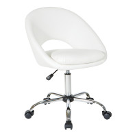 OSP Home Furnishings ML26SA-W32 Milo Height Adjustable Home Office Chair in Durable White Faux Leather